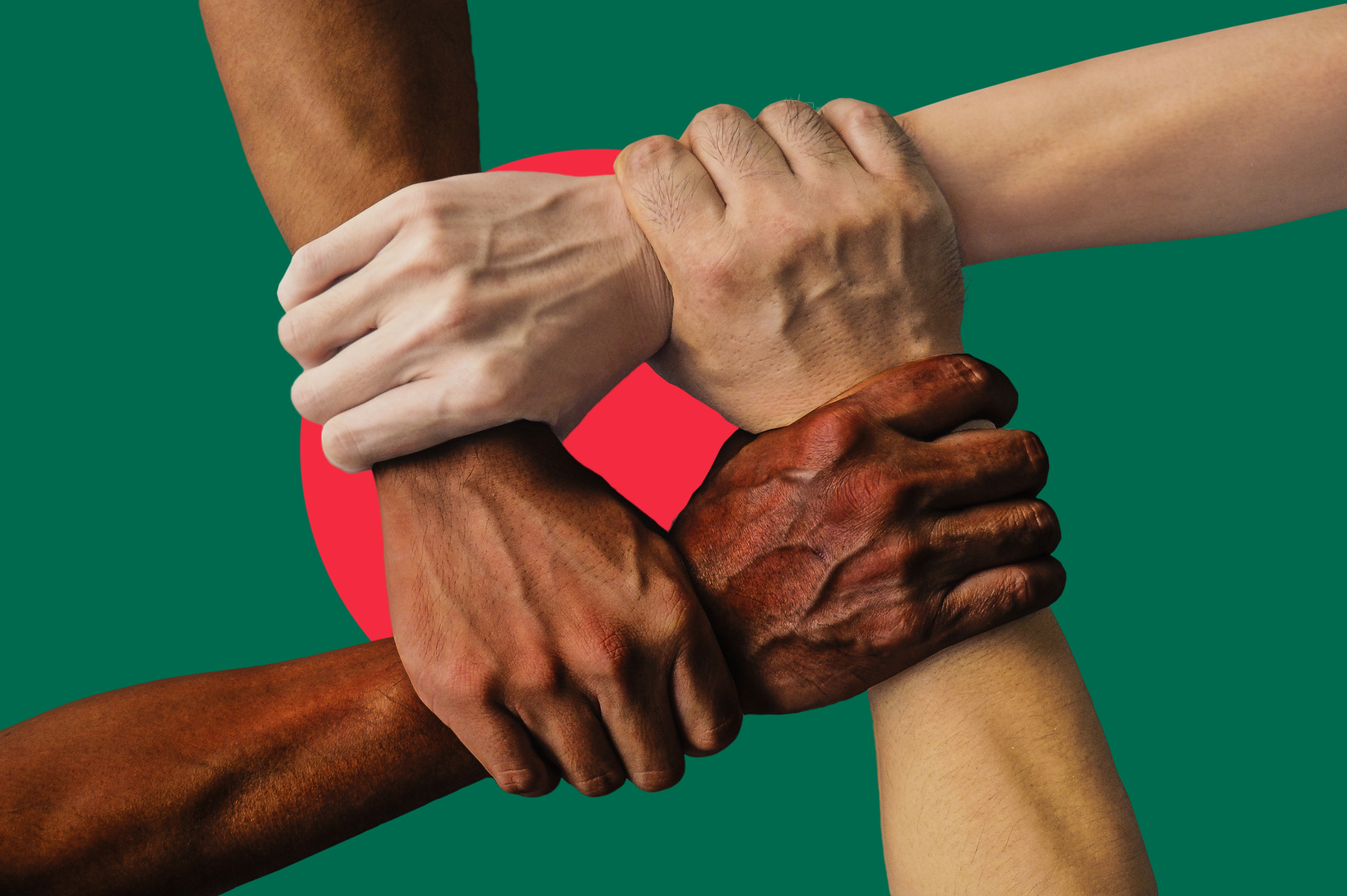 Flag of Bangladesh, intergration of a multicultural group of young people