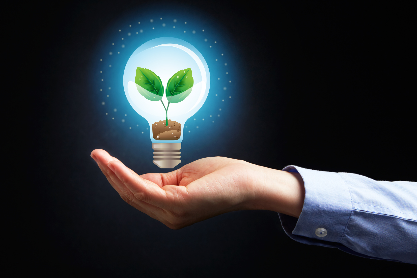 Hand presenting go green concept